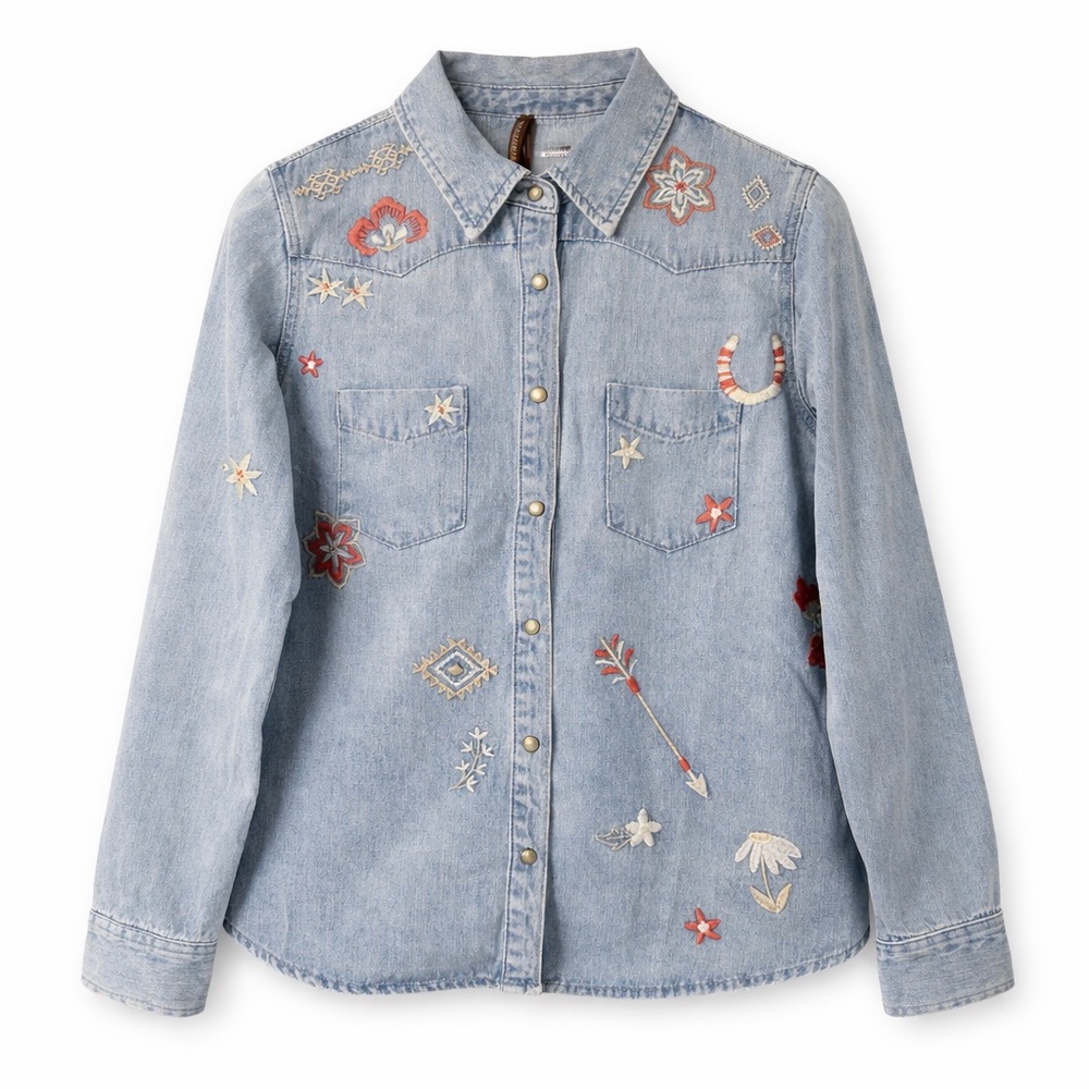 Stetson Embroidered Western Denim Shirt Women’s Medium NWT
